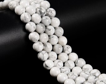 White Howlite Smooth Round Beads 4mm 6mm 8mm 10mm 12mm 15.5" Strand