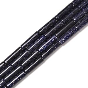 Cuentas cilíndricas de arenisca azul, tamaño 4 x 13 mm, tira de 15,5 pulgadas imagen 1