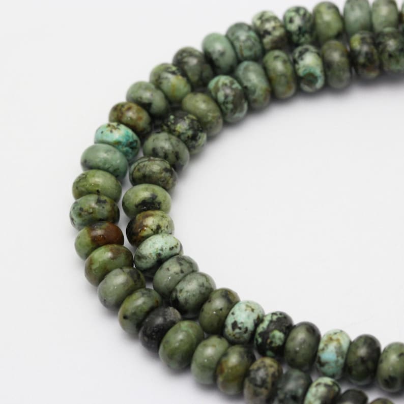 2.0mm Hole African Turquoise Smooth Rondelle Beads 5x8mm 6x10mm 8 Strand