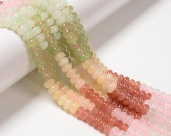 07-Multi-color Dyed Jade Smooth Rondelle Beads Size 5x8mm 15.3'' Strand
