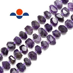 Natural Amethyst Faceted Nugget Chunk Beads Approx 13x20mm 15.5" Strand