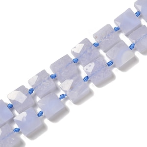 Blue Lace Agate Faceted Square Beads Size 12mm 15.5&#39;&#39; Strand