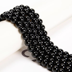 Black Onyx Smooth Round Beads 4mm 6mm 8mm 10mm 12mm 14-20mm 15.5" Strand