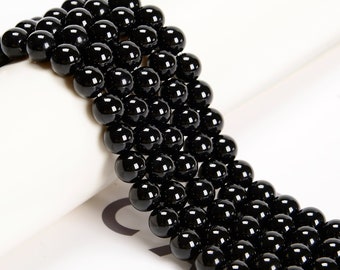 Black Onyx Smooth Round Beads 4mm 6mm 8mm 10mm 12mm 14-20mm 15.5" Strand