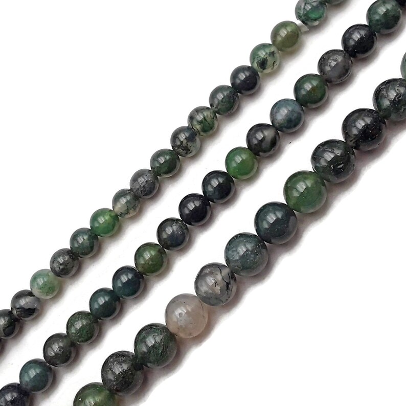 Green Moss Agate Smooth Round Beads 4mm 6mm 8mm 10mm Approx 15.5 Strand image 5