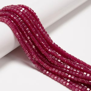 Natural Ruby Faceted Cube Beads Size 2mm 3mm 4mm 15.5'' Strand