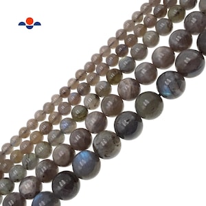 Natural Labradorite Smooth Round Beads 4mm 6mm 8mm 10mm 12mm 15.5&quot; Strand