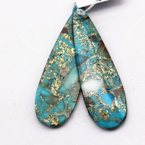 Blue Sea Sediment Jasper Pendant Earrings Teardrop Shape 18x60mm Sold Per Pair