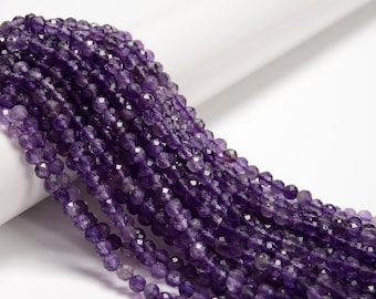 Amethyst Faceted Round Beads 2mm 3mm 4mm 5mm 15.5&quot; Strand