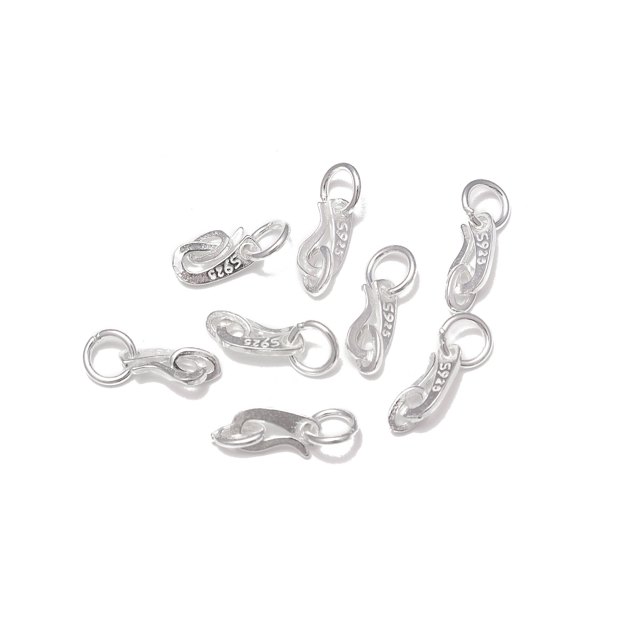 シルバー925sカンフック 925 Sterling Silver Hook Clasp Size 5x10mm, 8pcs per Bag