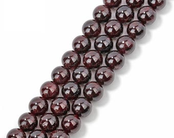 Natural Red Garnet Smooth Round Beads 2mm 4mm 6mm 8mm 10mm 12mm 15.5&quot; Strand