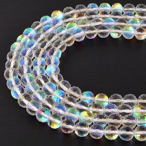 Rainbow Clear AB K9 Crystal Glass Faceted Round Beads 6mm 8mm 10mm 15.5" Strand image 4
