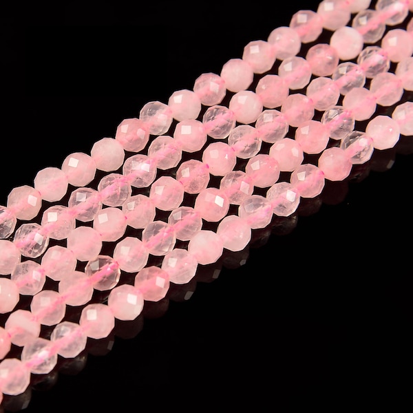 Natural Rose Quartz Faceted Round Beads Size 2mm 3mm 4mm 5.5mm 15.5" Strand