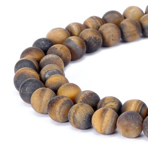 Yellow Tiger Eye Matte Round Beads 4mm 6mm 8mm 10mm 12mm 15.5" Strand