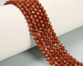 Natural Red Jasper Faceted Round Beads Size 3mm 4mm 15.5'' Strand