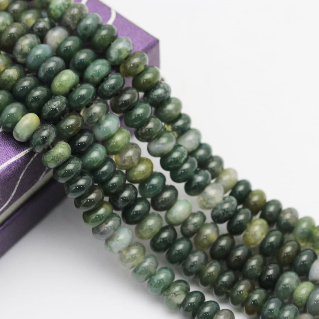 2.0mm Hole Moss Agate Smooth Rondelle Beads 5x8mm 6x10mm 8 Strand - Etsy