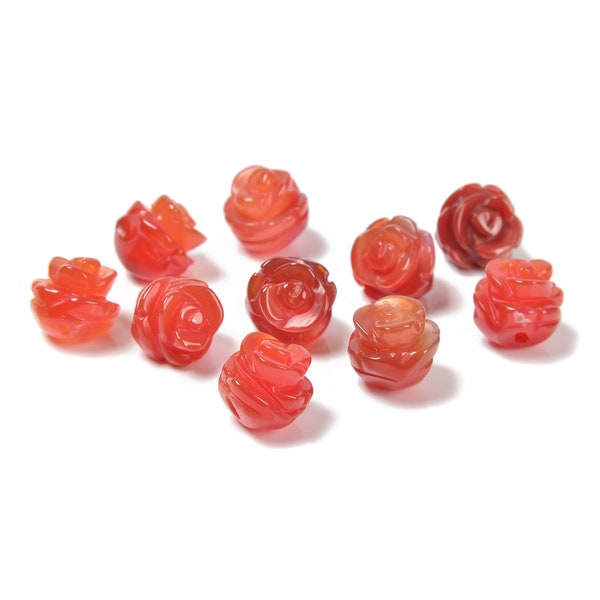 Natural White Quartz Crystal Carved Rose Beads - 10mm Flower Beads For Jewelry Making
