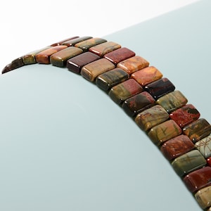 Natural Red Creek Jasper Double Drill Rectangle Beads Size 10x20mm 8'' Strand