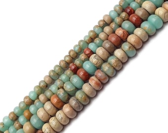 Aqua Terra Jasper Smooth Rondelle Beads 2x4mm 4x6mm 5x8mm 15.5" Strand
