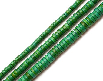 Dark Green Turquoise Heishi Discs Beads 3x8mm 3x10mm 15.5''Strand