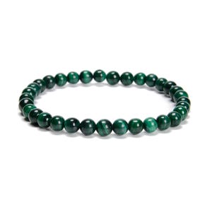 Natural Malachite Smooth Round Beaded Bracelet 6mm 7.5&#39;&#39; Length Sold by Piece