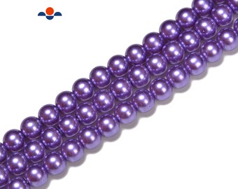 Pearlized 6mm x 100 or 8mm x 50 Round 4mm x 200 Lilac Glass Pearl Beads