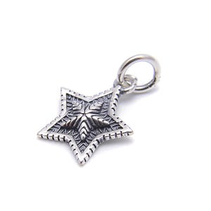 925 Sterling Silver Five-pointed Star Pendant Charm 12x14.5mm 5Pcs/ Bag