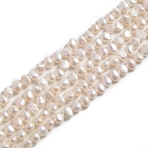White Fresh Water Pearl Center Drill Nugget Beads 4mm 6mm 8mm 10mm 14&quot; Strand