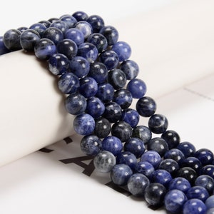 Sodalite Smooth Round Beads 4mm 6mm 8mm 10mm 12mm 14mm 16mm 18mm 15.5" Strand