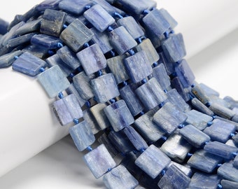 Natural Blue Kyanite Square Slice Beads Size 11-12mm 15.5'' Strand