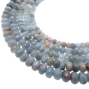 Multi-Color Aquamarine Faceted Rondelle Beads 6mm 7mm 8mm 9mm 15.5&quot; Strand