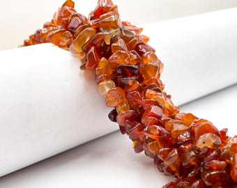 Natural Dark Carnelian Irregular Pebble Nugget Chips Approx. 7-8mm 36" Strand