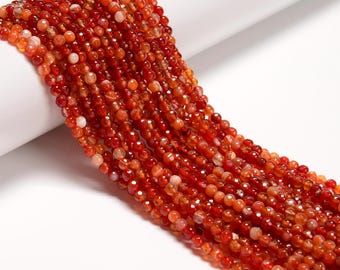 Red Stripe Carnelian Faceted Round Beads Size 4mm 6mm 15.5" Strand