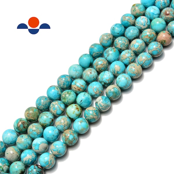 Light Blue Sea Sediment Jasper Smooth Round Beads 4mm 6mm 8mm 10mm 12mm 15.5"Str