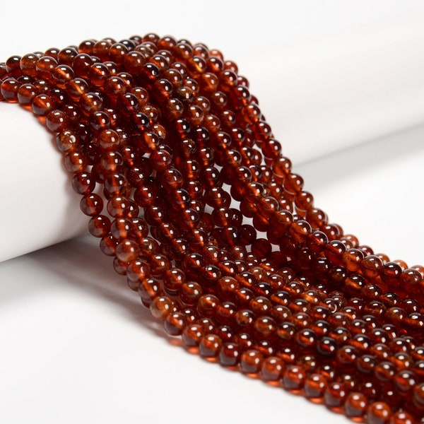 High Grade Hessonite Orange Garnet Smooth Round Beads 4mm 5mm 6mm 7mm 15.5 '' Strand