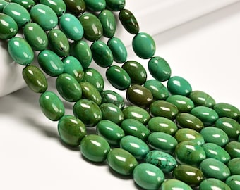 Dark Green Turquoise Smooth Oval Shape Beads Size 13x16mm 15.5" Strand