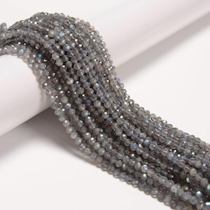 Natural Labradorite Faceted Round Beads Size 2mm 3mm 4mm 5mm 15.5" Strand