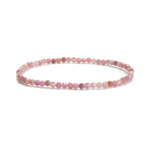 02-Natural Gemstone Faceted Round Beaded Elastic Bracelet 2mm 3mm 4mm 7.5'' Long image 4
