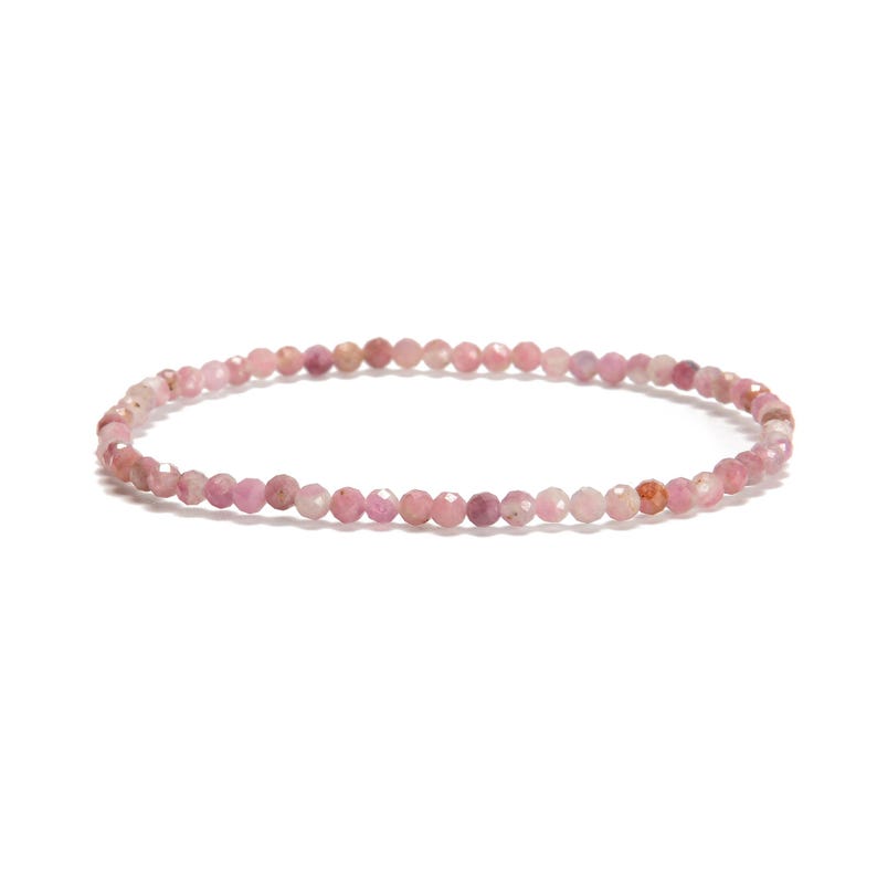 02-Natural Gemstone Faceted Round Beaded Elastic Bracelet 2mm 3mm 4mm 7.5'' Long image 4