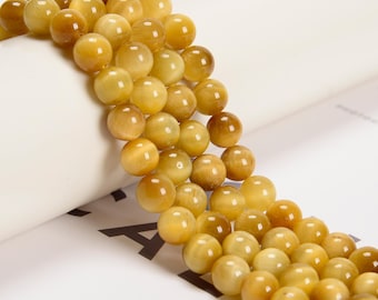 Golden Tiger Eye Smooth Round Beads 4mm 6mm 8mm 10mm 12mm 15.5&quot; Strand