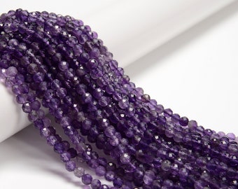 Amethyst Faceted Round Beads 2mm 3mm 4mm 5mm 15.5" Strand