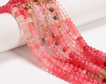 07-Multi-color Gemstone Smooth Rondelle Beads Size 5x8mm 15.3'' Strand