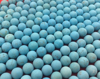 Blue Turquoise Matte Round Beads 4mm 6mm 8mm 10mm 12mm 15.5" Strand