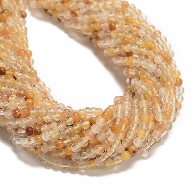 Natural Golden Healer Quartz Smooth Round Beads Size 3mm 4mm 15.5'' Strand image 2
