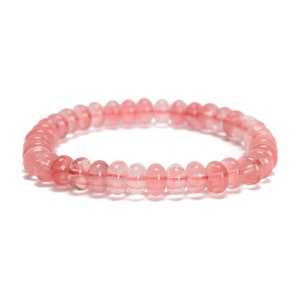 Cherry Quartz Smooth Rondelle Beaded Bracelet Size 5x8mm 7.5'' Length