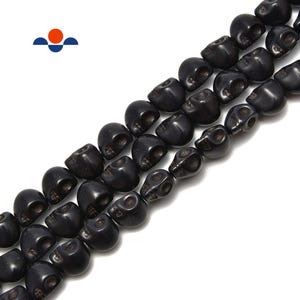 Black Howlite Turquoise Skull Beads 6x8mm 8x10mm 10x12mm 15.5" Strand image 5