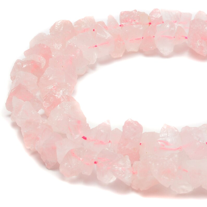 Rose Quartz Rough Nugget Chunks Center Drill Beads Approx Etsy
