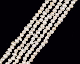 White Fresh Water Pearl Potato Shape Beads Size 5-6mm 13.5" Strand