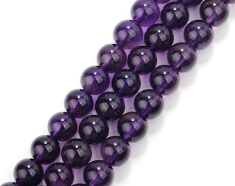 Natural Grade AAA Amethyst Smooth Round Beads 6mm 8mm 10mm 12mm 15.5" Strand