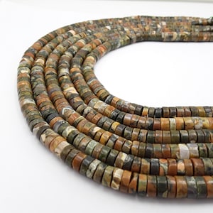 Rainforest Jasper Rhyolite Heishi Disc Beads Size 3x5mm 3x6mm 3x7mm 15.5&quot; Strand